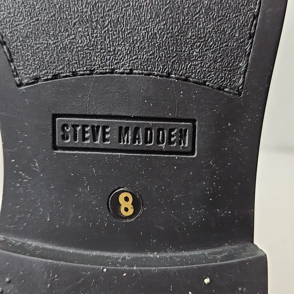 Steve Madden Gaige-Wide Calf Black Leather Riding Boots Size 8